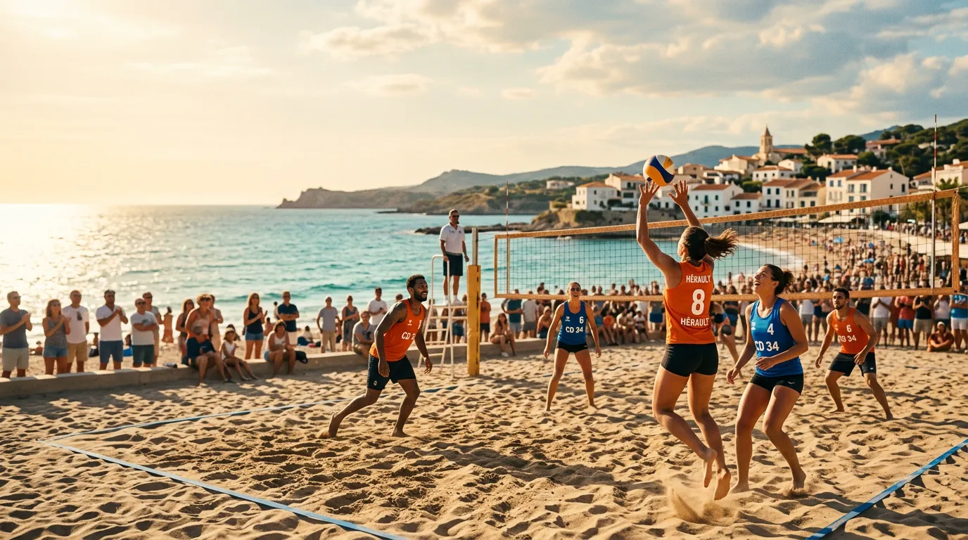 Action sportive de volley-ball dans l'Hérault